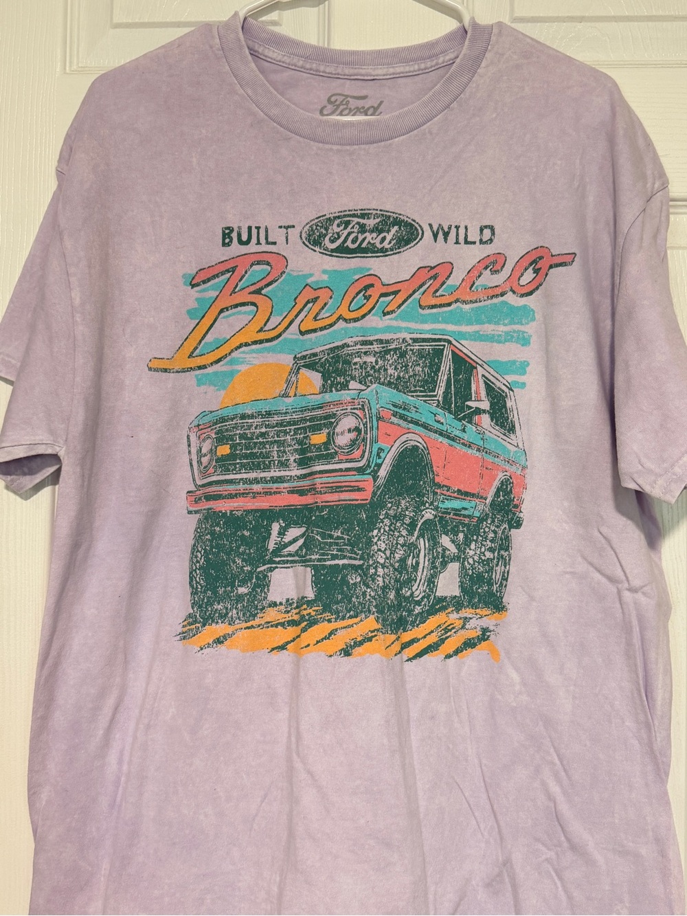 Ford Lavender Bronco Graphic Tee with Teal and Coral Accents